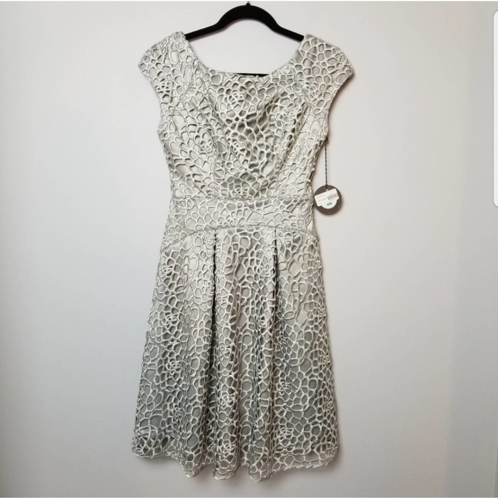 Eva Franco gray cut out floral dress